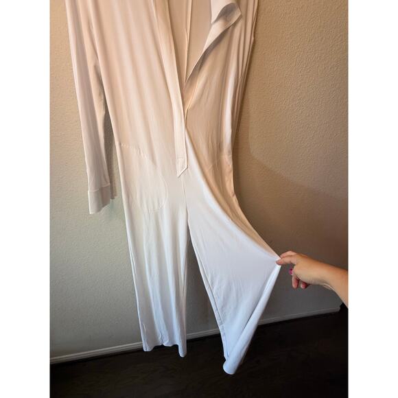 Norma Kamali NK Shirt Straight Leg One-Piece Jumpsuit White Women's Size XS/34 - Picture 3 of 6
